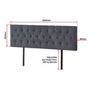 Linen Fabric King Bed Deluxe Headboard Bedhead - Grey-7