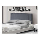 Linen Fabric Double Bed Deluxe Headboard Bedhead - Grey-3