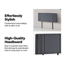 Linen Fabric Double Bed Deluxe Headboard Bedhead - Grey-5