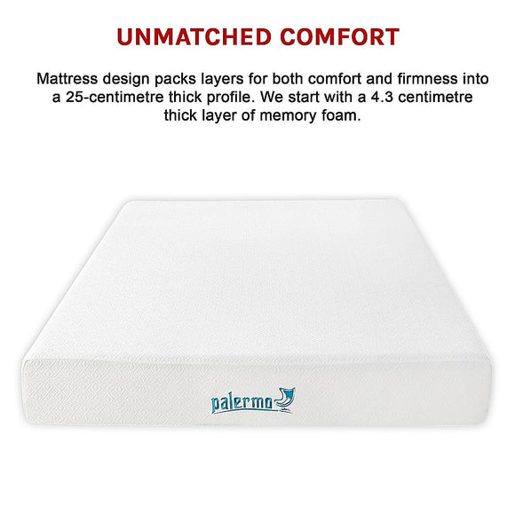 Queen 25cm Gel Memory Foam Mattress – Dual-Layered Comfort with CertiPUR-US® Certified Foam