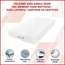 King Single 25cm Gel Memory Foam Mattress – Dual-Layered Comfort with CertiPUR-US® Certified Foam-3