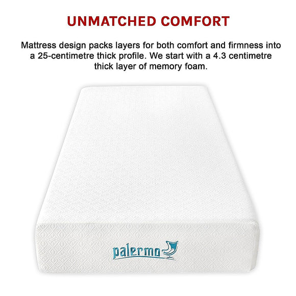 Single 25cm Gel Memory Foam Mattress – Dual-Layered Comfort with CertiPUR-US® Certified Foam