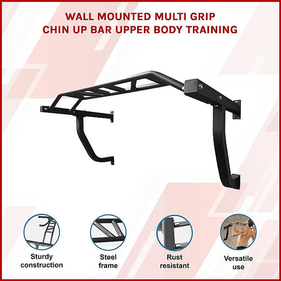 Wall Mounted Multi Grip Chin Up Bar – Heavy Duty Pull Up Station for Upper Body Training