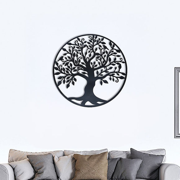Black Tree of Life Wall Art Hanging Metal Iron Sculpture Garden 60cm