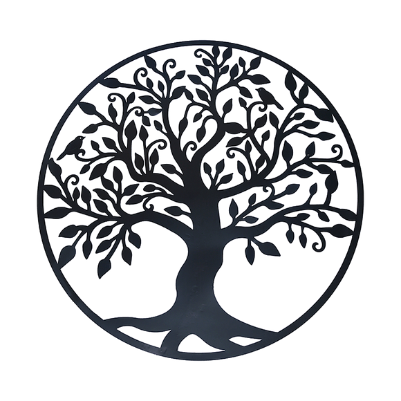 Black Tree of Life Wall Art Hanging Metal Iron Sculpture Garden 60cm