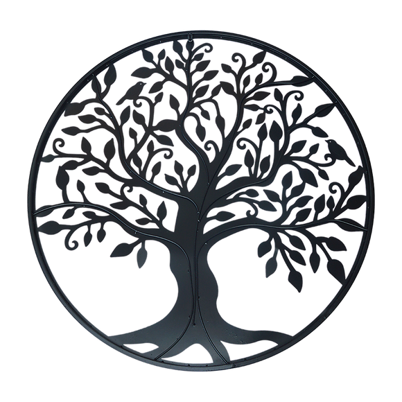 Black Tree of Life Wall Art Hanging Metal Iron Sculpture Garden 60cm