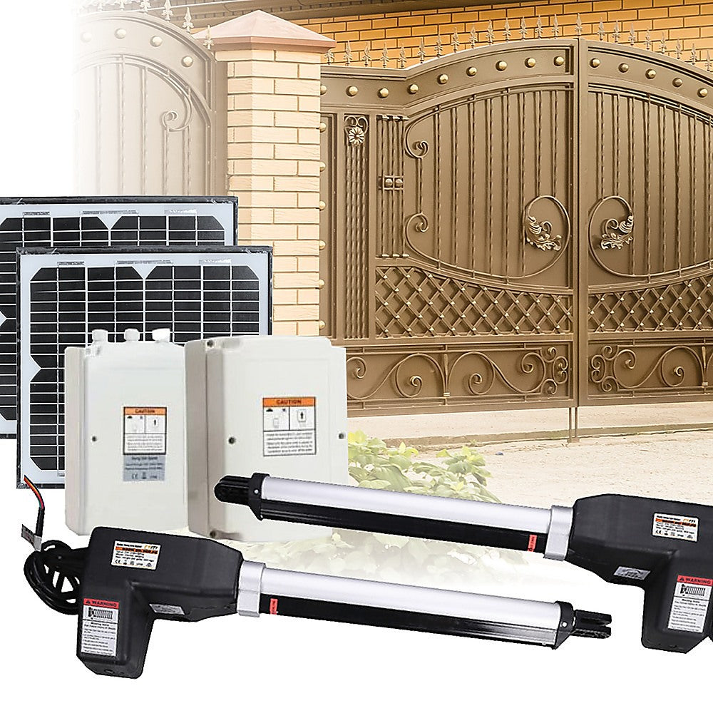 1000KG 20W Solar Double Swing Auto Motor Remote Gate Opener - 0