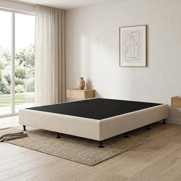 Palermo Queen Ensemble Bed Base Platinum Natural Sand Linen Fabric - 0