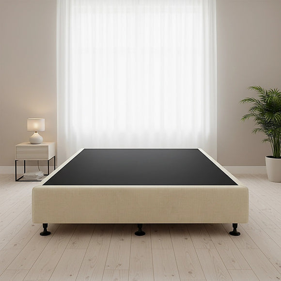 Palermo King Single Ensemble Bed Base Platinum Natural Sand Linen Fabric