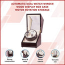 Automatic Dual Watch Winder Wood Display Box Case Motor Rotation Storage-3