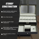 12 Grids Watch Display Case Leather jewellery Storage Box Organiser Lock Key-10