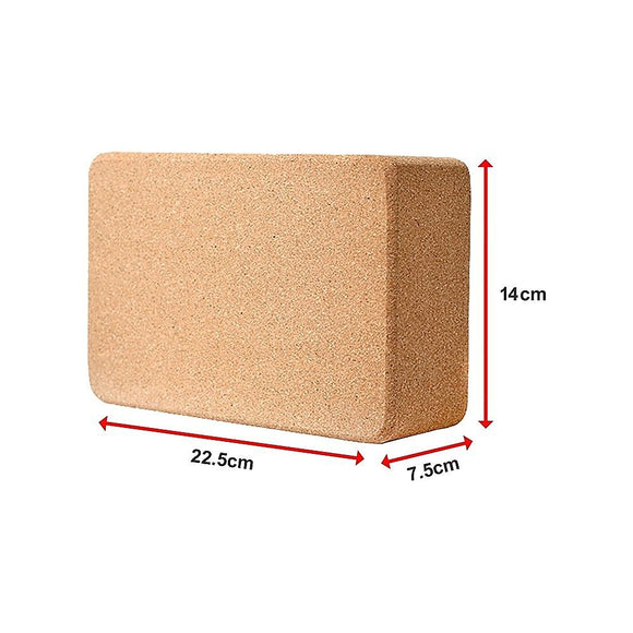 2 x Cork Yoga Block Set Natural Exercise Brick Support for Balance, Stretching and Stability
