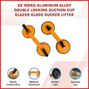 2x 100kg Aluminum Alloy Double Locking Suction Cup Glazer Glass Sucker Lifter-3