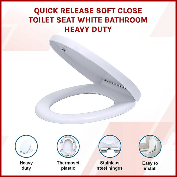 Quick Release Soft Close Toilet Seat White Bathroom Heavy Duty