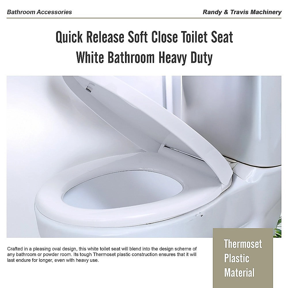 Quick Release Soft Close Toilet Seat White Bathroom Heavy Duty