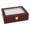 10 Grids Wooden Watch Case Glass Jewellery Storage Holder Box Wood Display-4