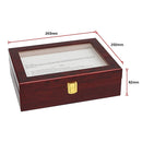 10 Grids Wooden Watch Case Glass Jewellery Storage Holder Box Wood Display-11