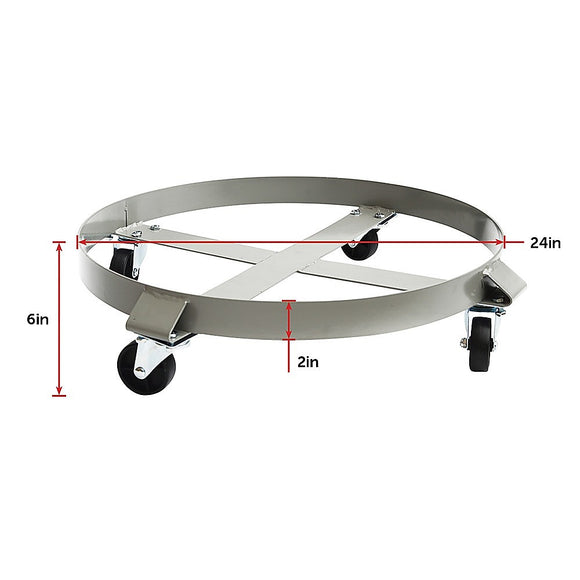 Drum Dolly 450kg 55 Gallon w Swivel Casters Heavy Duty Steel Frame Non Tipping