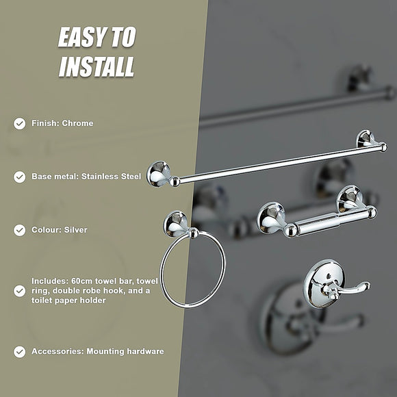 4 Piece Towel Bar Set Bath Accessories Bathroom Hardware