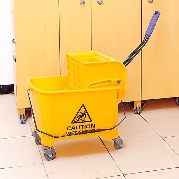 20L Deluxe Mop Wringer Bucket Side Press Janitor Commercial Cleaning