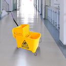 20L Deluxe Mop Wringer Bucket Side Press Janitor Commercial Cleaning-5