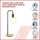 Modern Table lamp Desk Light Timber Base Bedside Bedroom Black-3