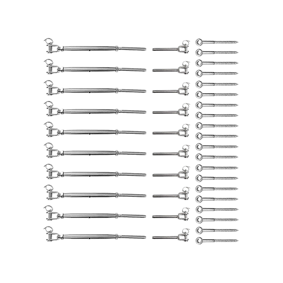 Stainless Steel Wire Rope DIY Balustrade Kit Jaw/Swage Fork Turnbuckle - 10 pack