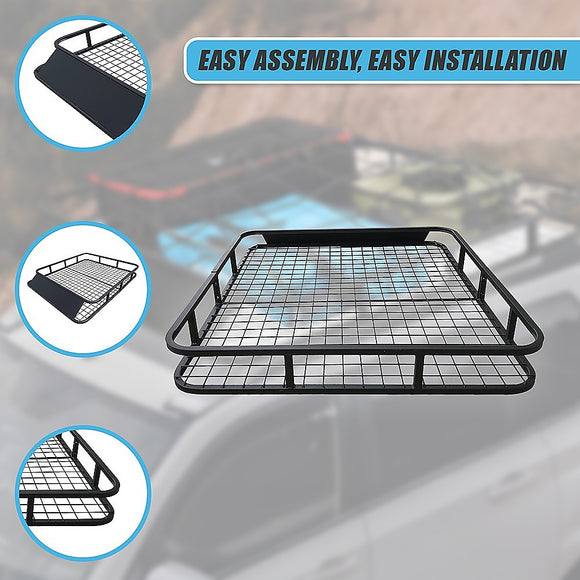 Universal Roof Rack Basket - Car Luggage Carrier Steel Cage Vehicle Cargo