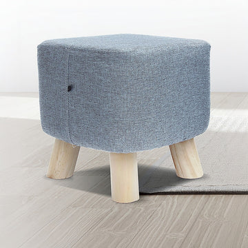 Fabric Ottoman Foot Stool Rest Pouffe Footstool Wood Storage Padded Seat - 0