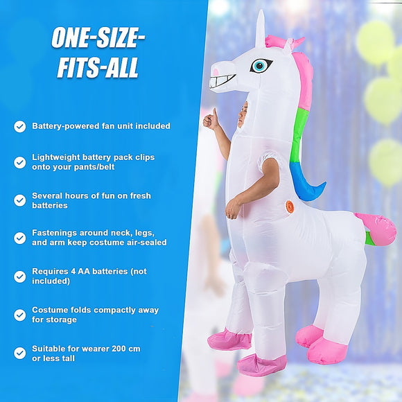 Giant Unicorn Fancy Dress Fan Inflatable Costume  Suit