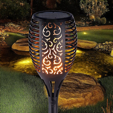 10 Pack Solar Torch Lights 96 LED Flickering Lighting Dancing Flame Garden Lamp - 0