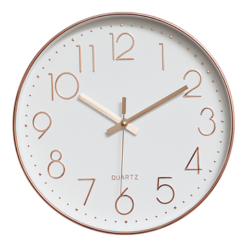 Modern Rose Gold Wall Clock – Silent Non-Ticking Quartz Battery Operated Design - 0