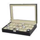 Watch Box - 24 Slot Luxury Display Case With Framed Glass Lid-1