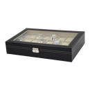Watch Box - 24 Slot Luxury Display Case With Framed Glass Lid-6