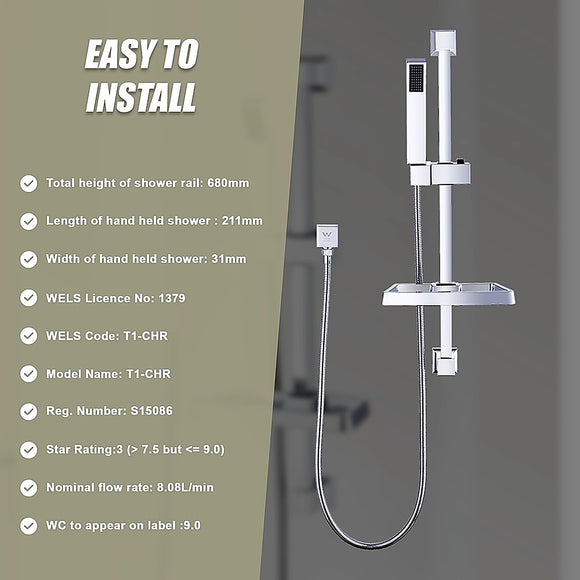 Hand Held Shower Rail Soap Dish Bathroom Set