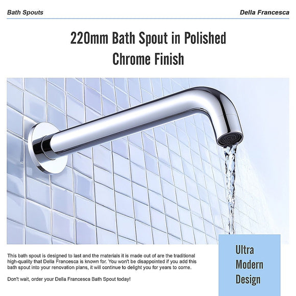 220mm Bath Spout in Polished Chrome Finish