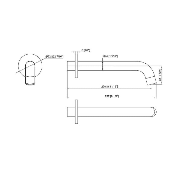 220mm Bath Spout in Polished Chrome Finish