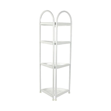 4 Tier Shower Corner Shelf White Freestanding Bathroom Storage Rack Bath Caddy Organiser