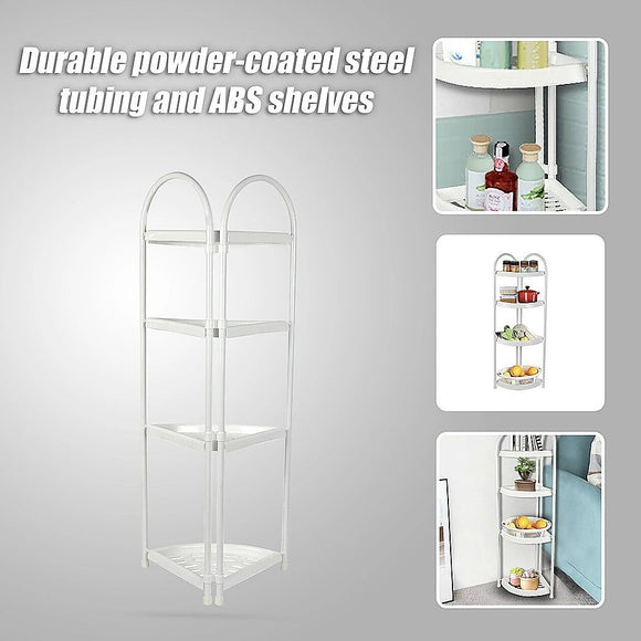 4 Tier Shower Corner Shelf White Freestanding Bathroom Storage Rack Bath Caddy Organiser