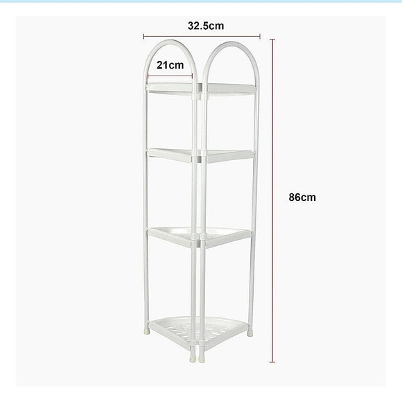 4 Tier Shower Corner Shelf White Freestanding Bathroom Storage Rack Bath Caddy Organiser