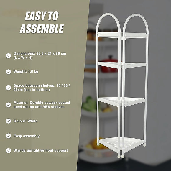 Shower Corner Shelf White Caddy Bathroom Shelves Organiser Bath Storage Rack 4