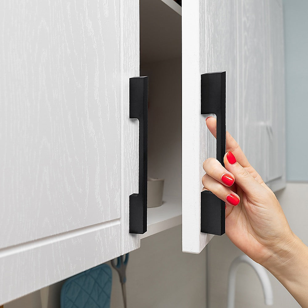 5 x 128mm Kitchen Handle Cabinet Cupboard Door Drawer Handles square Black furniture pulls - 0