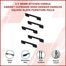 5 x 96mm Kitchen Handle Cabinet Cupboard Door Drawer Handles square Black furniture pulls-3