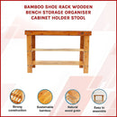 3 Tier Shoe Rack Bamboo Wooden Storage Shelf Stand Bench Cabinet Organiser-3