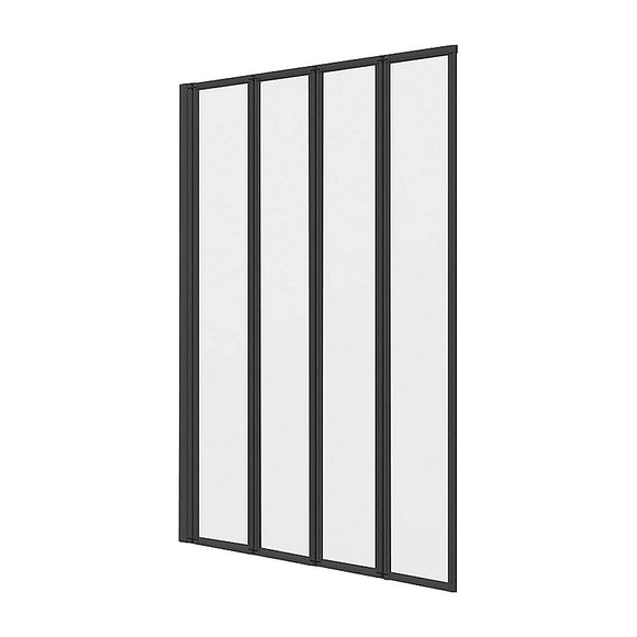 4 Fold Black Folding Bath Shower Screen Door Panel 1000 x 1400mm