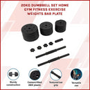 20kg Dumbbell Set Home Gym Fitness Exercise Weights Bar Plate-3