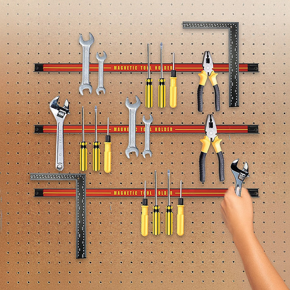 3 x 61cm Magnetic Wall Mounted Tool Holder Storage Organiser Garage Workshop - 0