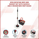 Spin Rotating Mop and Bucket Set with Wheels and 4 Microfibre Mop Heads-3