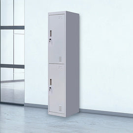 2-Door Vertical Locker for Office Gym Shed School Home Storage - 0