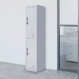 2-Door Vertical Locker for Office Gym Shed School Home Storage - 0